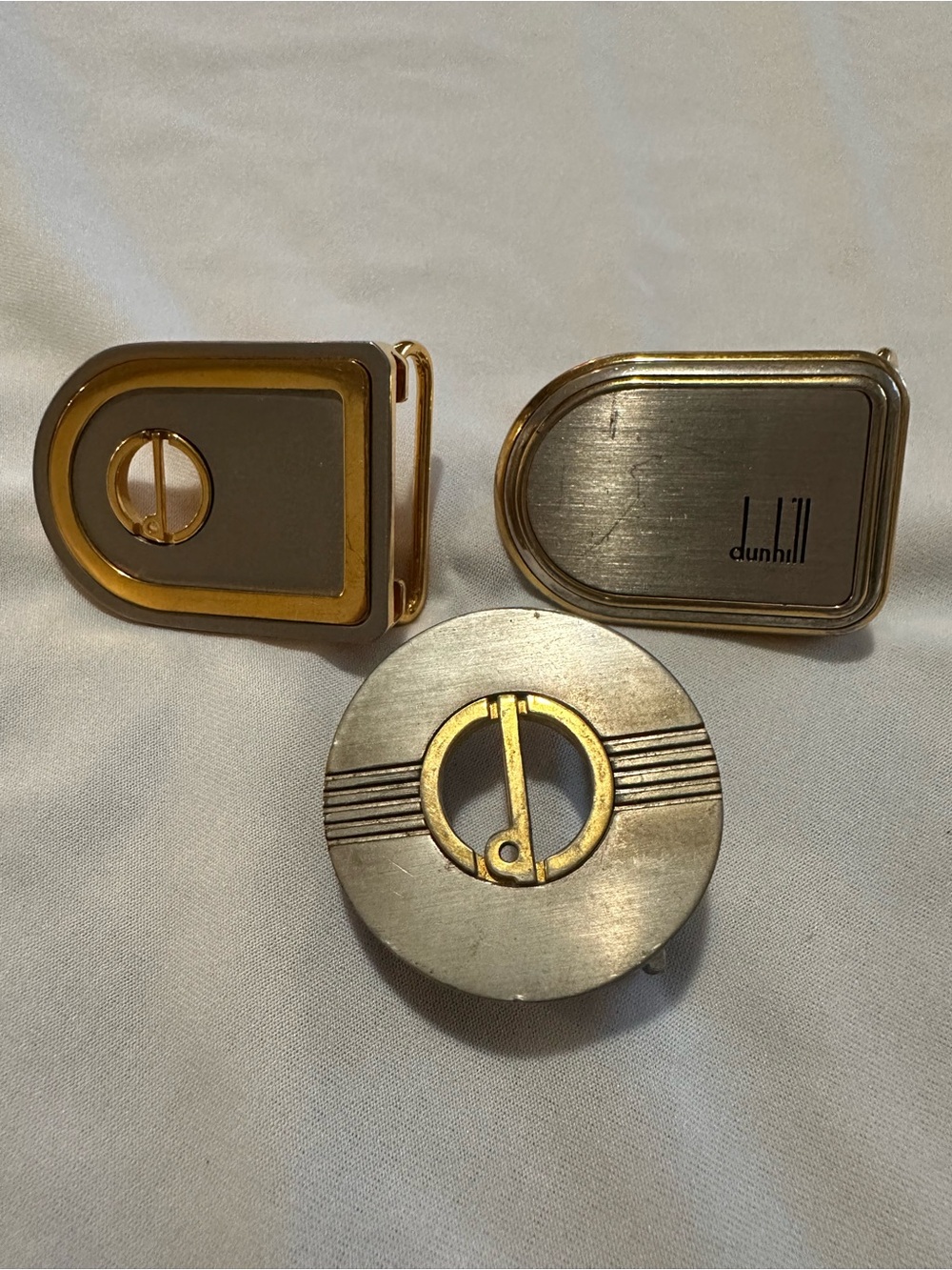 Dunhill Men's Interchangeable Belt Buckle Set of 3 - Gold & Silver Tone